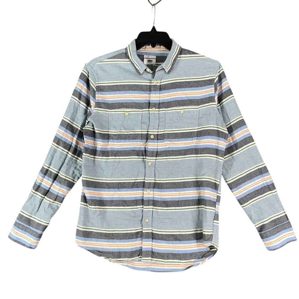 Old Navy Board Shirt Mens M Slim Fit Striped Chambray Coastal Minimal‎ Urban